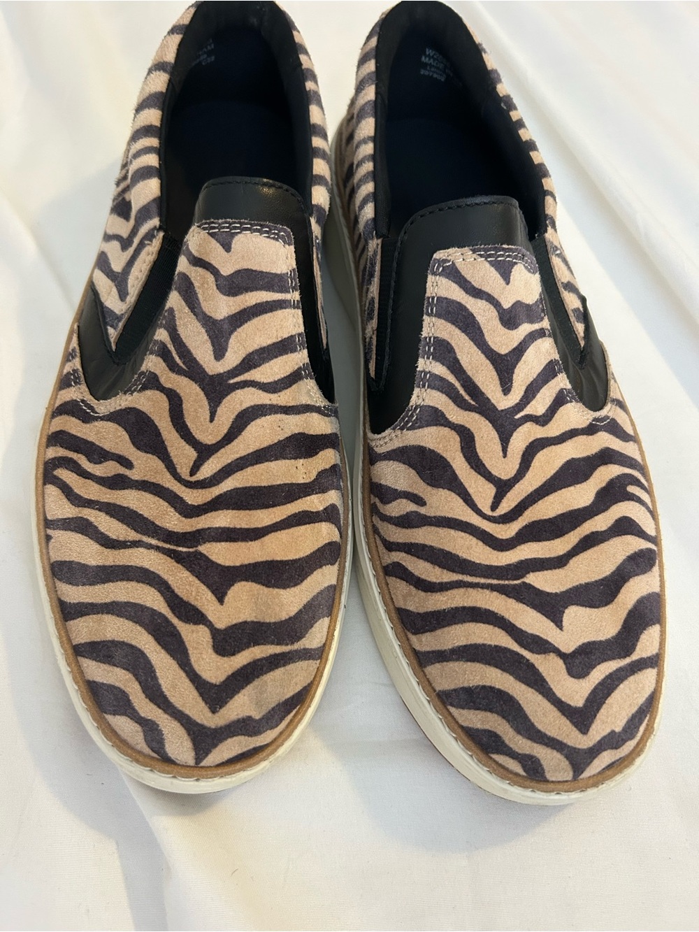 Cole Haan Zebra-Print Slip-On Loafers in Black and Cream